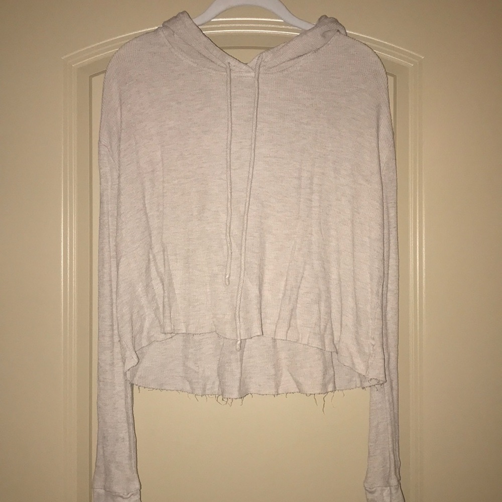 Mikey &Joey tan thermal lightweight relaxed hoodie